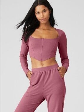 ALO Yoga Soft Sculpt Long-Sleeve Square-Neck Crop Top